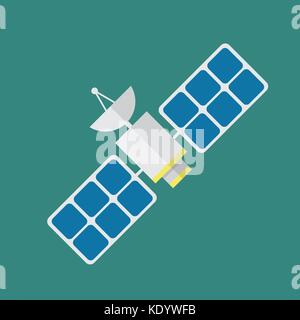 Satelliten im flachen Stil. Vector Illustration Stock Vektor