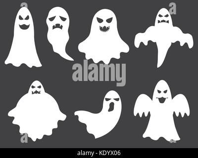 Halloween Set von weißen Geister Stock Vektor