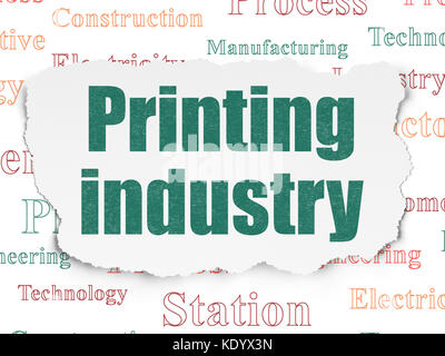 Manufacuring Konzept: Druckindustrie auf zerrissenes Papier Hintergrund Stockfoto