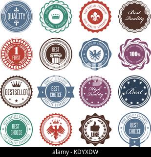 Embleme, Abzeichen und Briefmarken-Preis Dichtungen Designs Stock Vektor