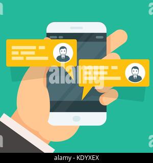 Eingehende Nachrichten auf dem Smartphone angezeigt - Text-Chat Gespräch Stock Vektor