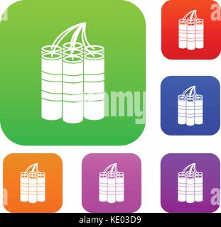 Dynamite Sticks Set Color Collection Stock Vektor