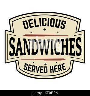 Köstliche Sandwiches label oder Symbol auf weißem Hintergrund, Vector Illustration Stock Vektor