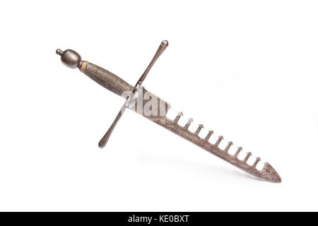 Linke Hand Dolch (sog. swordbreacker). Frankreich Ende des 16. Jahrhunderts. Es hat eine sehr stabile Klinge mit Schlitzen auf der einen Seite, ähnlich wie die Zähne Stockfoto