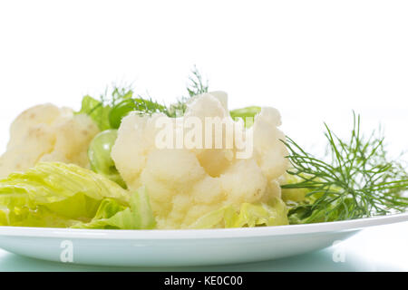 Blumenkohl mit Salat Stockfoto