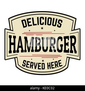 Lecker hamburger Label oder Symbol auf weißem Hintergrund, Vector Illustration Stock Vektor