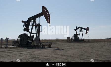 Stoughton, Saskatchewan, Kanada. September 2017. Crescent Point Energy Pumpjacks in der Nähe von Stoughton, Saskatchewan, pumpen Rohöl aus den Viewfield Bakken Oil Pools, einem Teil des Williston Basin. Quelle: Bayne Stanley/ZUMA Wire/Alamy Live News Stockfoto