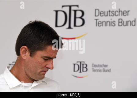 Ismaning, Deutschland. Oktober 2017. Davis Cup Kapitän Michael Kohlmann nimmt an einer Podiumsdiskussion in Ismaning Teil, Deutschland, 17. Oktober 2017. Quelle: Peter Kneffel/dpa/Alamy Live News Stockfoto