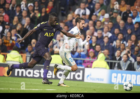 Madrid, Spanien. 17 Okt, 2017. Isco (mittelfeldspieler; Real Madrid) in Aktion während der UEFA Champions League Spiel zwischen Real Madrid und Tottenham Hotspur im Santiago Bernabeu am 17. Oktober 2017 in Madrid Credit: Jack Abuin/ZUMA Draht/Alamy leben Nachrichten Stockfoto