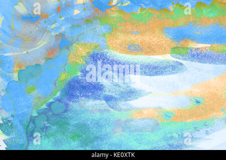 Abstrakte Kunst Hintergrund. Öl Gemälde auf Leinwand. blau und orange Textur. Flecken von Ölfarben. pinselstriche von Farbe. Moderne Kunst zeitgenössische Kunst. Stockfoto