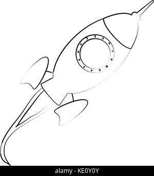Rakete-zeichnen-Symbol. Raumschiff-Flugzeuge starten und ...
