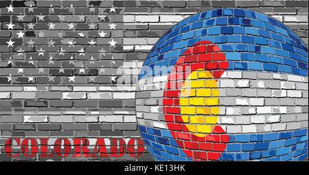 Colorado Flagge USA-Flagge auf dem grauen Hintergrund - Illustration, Kugel mit Colorado Flagge Stock Vektor
