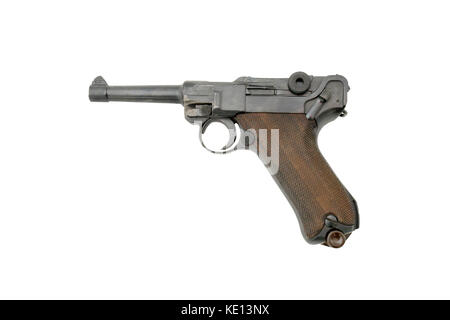 Deutsche Parabellum Pistole (Pistole). Offizielle S. 08. Name aus dem Lateinischen: Si vis pacem, para Bellum, was bedeutet, wenn Sie den Frieden wollen, für den Krieg vorbereiten. Sehr po Stockfoto