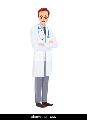 Arzt auf weißem Hintergrund Stock Vektor