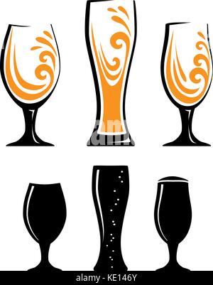 Glas Orangensaft und schwarze Silhouetten Stock Vektor