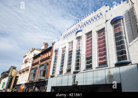 Leaf Cafe, Kaffee, Tees, Kaffee, Blatt, Bold Street, Art Deco, Gebäude, Design, Architektur, Liverpool, Stadt, Merseyside, England, Großbritannien, England, GB, UK, Großbritannien, Europa, Stockfoto