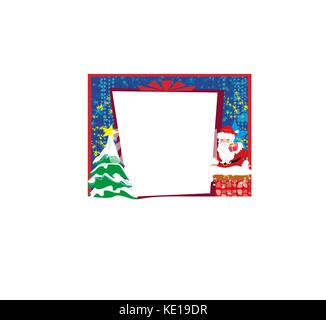 Abstrakte Weihnachtskarte mit Weihnachtsmann und Tannenbaum frame Stock Vektor