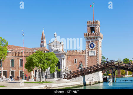 Italien Venedig Italien venezianische Arsenal Arsenale Di Venezia Ponte del Purgatorio und der Porta Magna im Venetian Arsenal Venedig Italien eu Europa Stockfoto