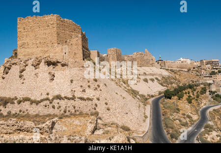 Anzeigen von Kerak Castle, 12. Jahrhundert Crusader Castle, Kings Highway, Jordanien, Naher Osten Stockfoto