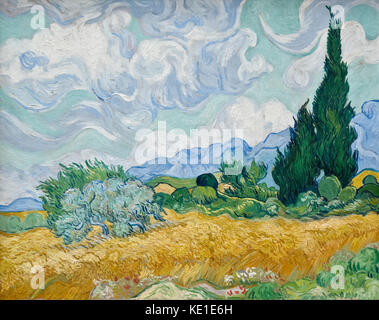 Vincent van Gogh - ein wheatfield mit Zypressen (1889) Stockfoto