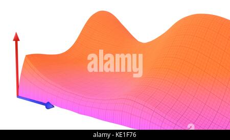 Bunte Oberfläche dimensionale Gitter Landschaft Grafik der mathematischen Funktion 3D-Darstellung Stockfoto