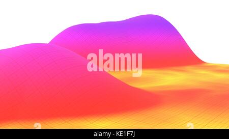 Bunte Oberfläche dimensionale Gitter Landschaft Grafik der mathematischen Funktion 3D-Darstellung Stockfoto