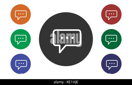 Set aus bunten kreisförmigen Symbole, Kommentare auf Webseiten und Foren und im e-Shop mit einem Button und einem Bild Blasen auf weißem Hintergrund - vecto Stock Vektor