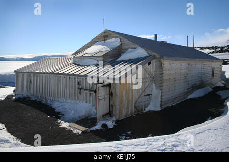 Der Kapitän Scott Hütte auf Cape Evans, mcmurdo Sound, Antarktis. Stockfoto