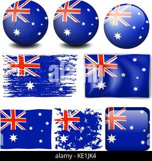 Australien Flagge auf verschiedenen Posten Abbildung Stock Vektor