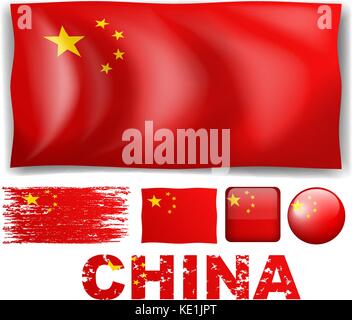 China Flagge in verschiedenen Design Illustration Stock Vektor