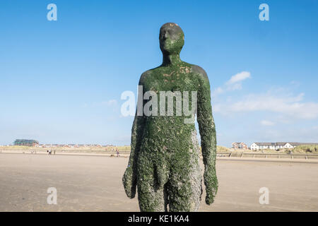 Anthony Gormley, Statuen, Bügeleisen, Männer, ein Ort, an dem Kunst, Installation, auf, Crosby Strand, Küste, Küste, Fläche, Liverpool, England, Großbritannien, Großbritannien, Europa, Stockfoto