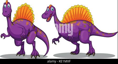 Zwei lila Dinosaurier auf weiß Abbildung: Stock Vektor