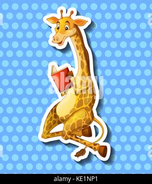 Süße giraffe lesen Buch Abbildung Stock Vektor