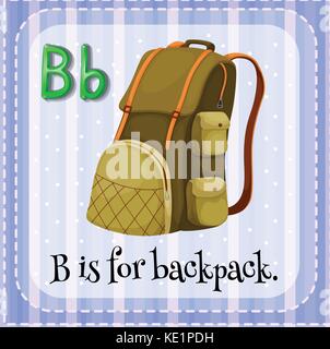 Flashcard Buchstabe b ist für Rucksack Abbildung Stock Vektor