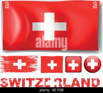 Schweiz Flagge in verschiedenen Designs Abbildung Stock Vektor