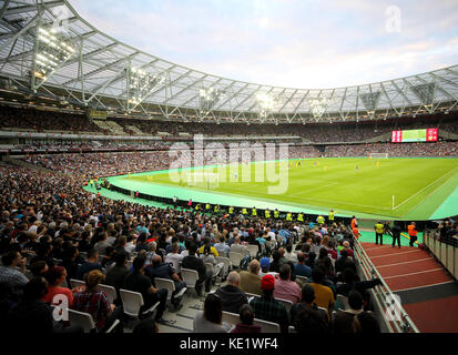 4. August 2016. Allgemeine Ansichten des London Stadium, die Heimat von West Ham United Football Club während Europa League Match zwischen West Ham United und FC D Stockfoto