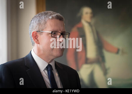 Andrew Parker, Generaldirektor des MI5, hält eine Rede im Counter Terrorism Operations Centre in West-London über die Sicherheitsbedrohung Großbritanniens. Stockfoto