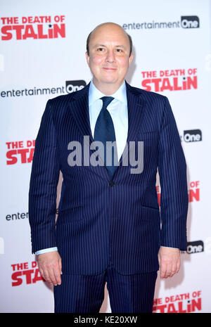 Paul Chahidi, der an der britischen Premiere von The Death of Stalin im Curzon Chelsea, London, teilnahm. Bilddatum: Dienstag, 17. Oktober. Das Foto sollte lauten: Ian West/PA Wire Stockfoto