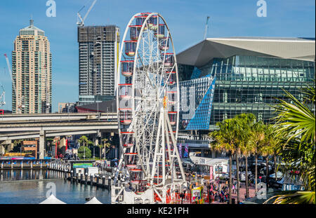 Australien, New South Wales, Sydney, Darling Harbour, Star der Show Riesenrad vor dem Hintergrund der International Convention Center Stockfoto