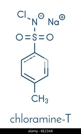 Chloramin T (tosylchloramide) Desinfektionsmittel Molekül. Skelettmuskulatur Formel. Stock Vektor