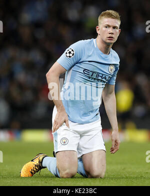 Kevin De Bruyne von Manchester City beim Spiel der UEFA Champions League Gruppe F im Etihad Stadium, Manchester. DRÜCKEN Sie VERBANDSFOTO. Bilddatum: Dienstag, 17. Oktober 2017. Siehe PA Geschichte FUSSBALL man City. Bildnachweis sollte lauten: Martin Rickett/PA Wire Stockfoto