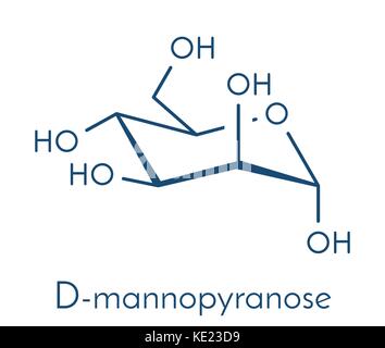 Mannose (d-mannose) Zuckermolekül. Epimer der Glukose. Skelettmuskulatur Formel. Stock Vektor