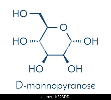 Mannose (d-mannose) Zuckermolekül. Epimer der Glukose. Skelettmuskulatur Formel. Stock Vektor