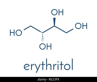 Erythrit nicht-wärmestoff Molekül. Skelettmuskulatur Formel. Stock Vektor