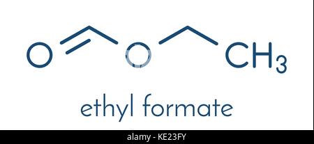 Ethyl Formate (Ethyl methanoate) Molekül. Skelettmuskulatur Formel. Stock Vektor