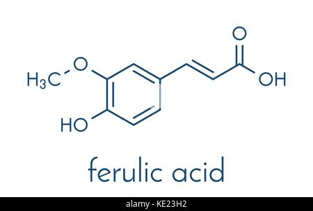 Ferulasäure pflanzliche Antioxidans Molekül. Skelettmuskulatur Formel. Stock Vektor