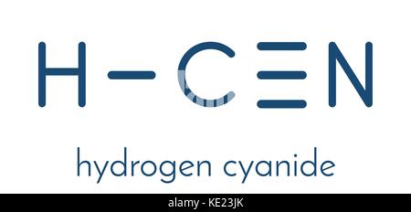 Cyanwasserstoff (HCN) gift Molekül. hat die typische Mandel - wie Geruch. Skelettmuskulatur Formel. Stock Vektor