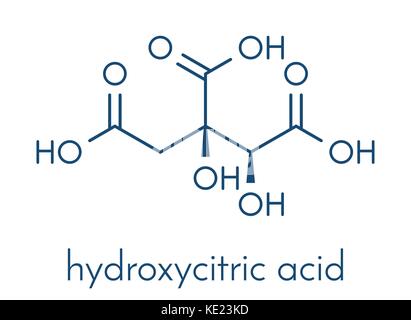 Hydroxycitric Säure (HCA, Hydroxycitrate) Molekül. Als Gewichtsverlust Nahrungsergänzung verwendet. Skelettmuskulatur Formel. Stock Vektor