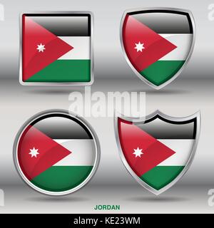 Jordanien-Flagge runden Zeichen Symbol Schaltflächensymbol ...