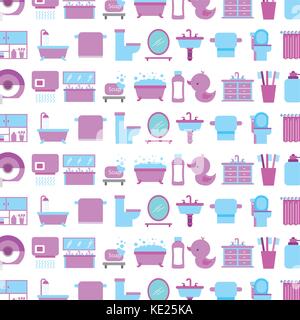 Badezimmer Zubehör Werkzeug Geräte sauber nahtlose Muster Stock Vektor